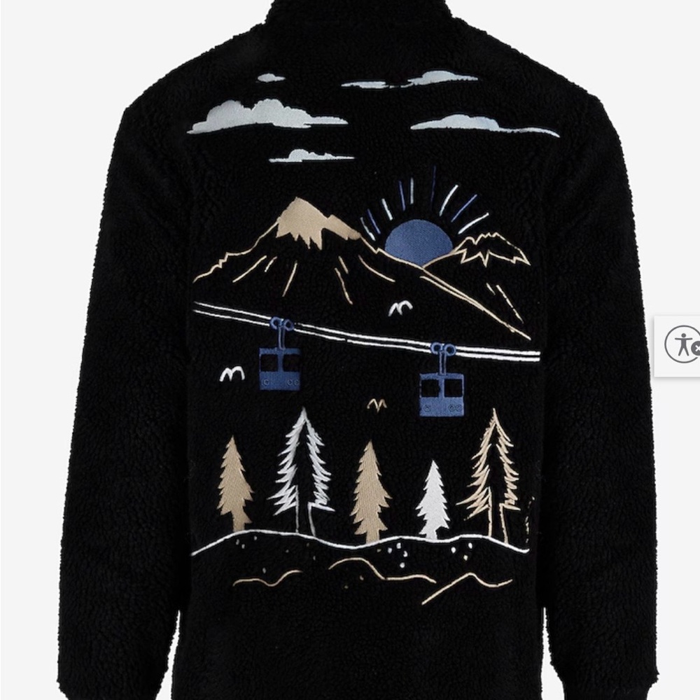 Express Black Scenic Zip-Up Sweater